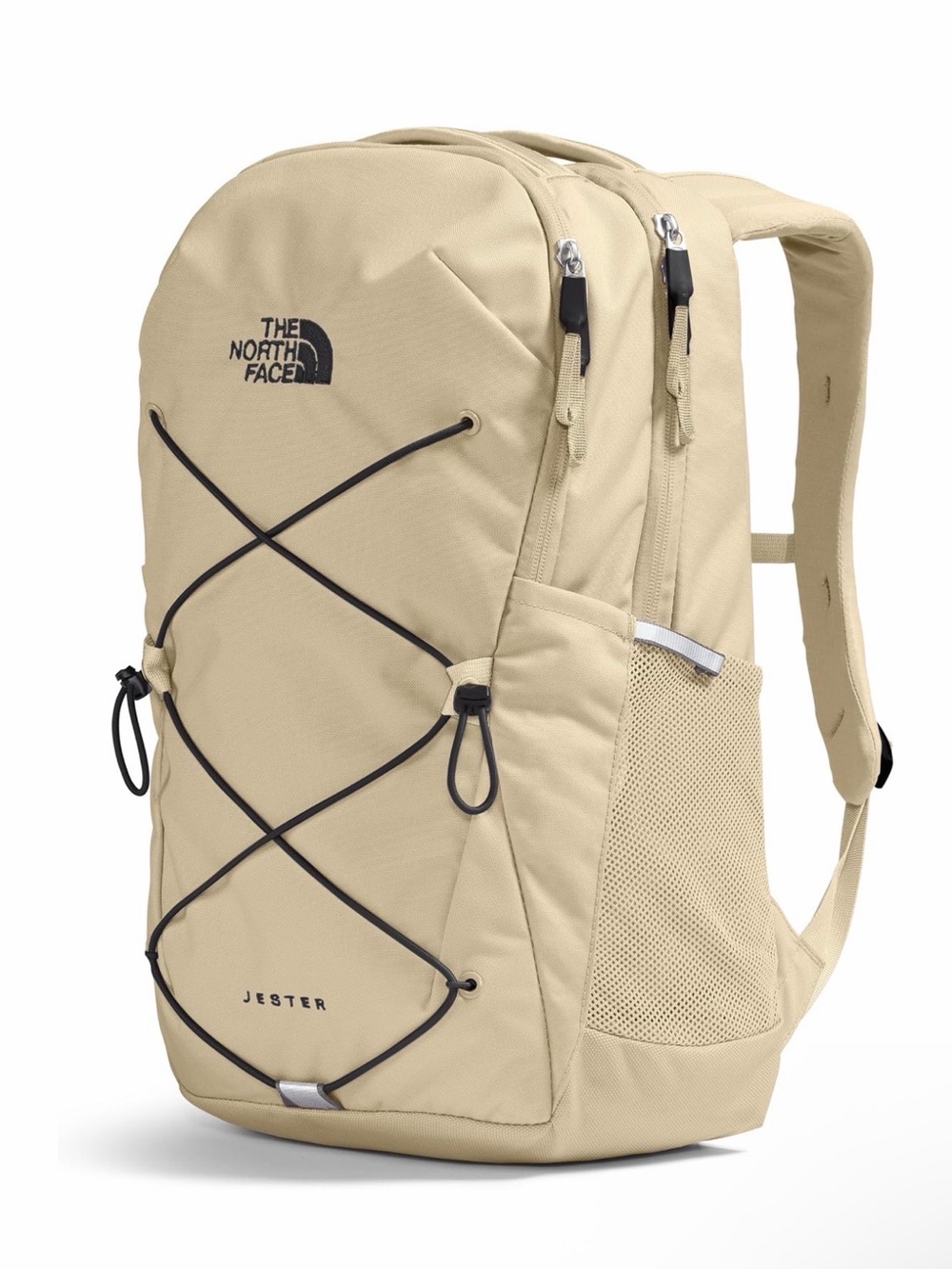 The North Face Jester Backpack in Beige with Black Bungee